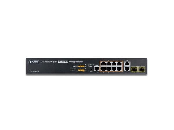 PLANET GS-5220-8P2T2S - Switch - Styrt - 8 x 10/100/1000 (PoE+) + 2 x 10/100/1000 + 2 x Fast Ethernet/Gigabit SFP - stasjonær, rackmonterbar - PoE+...