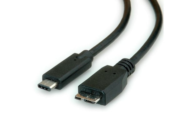 ROLINE 11.02.9006, 1 m, USB C, Micro-USB B, USB 3.2 Gen 1 (3.1 Gen 1), 5 Gbit/s, Sort