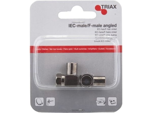 Triax - Antennisovitin - F-stik (han) til IEC-forbindelse (han) - vinklet