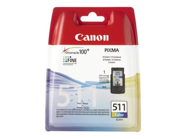 Canon CL-511, Syaani, Magenta, Keltainen, Väriainepohjainen muste, 1 kpl