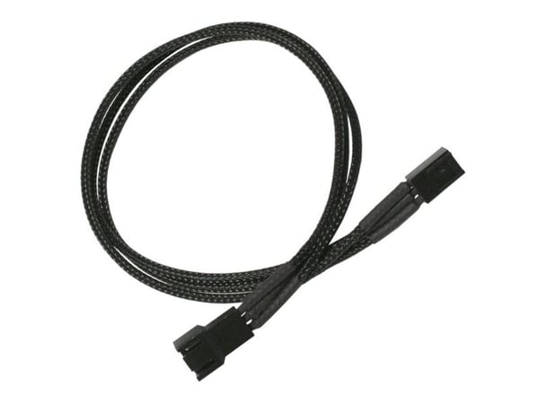 Nanoxia - Forlengelseskabel for viftestrømforsyning - 3 pin internstr (hann) til 3 pin internstr (hann) - 30 cm - svart