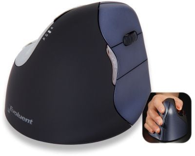 Evoluent VerticalMouse 4 Right Wireless - Vertikal mus - 6 knapper - trådløs - 2.4 GHz - USB trådløs mottaker