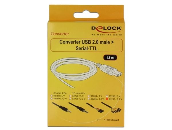 Delock Converter USB 2.0 > Serial-TTL 6 pin pin header connector individually 1.8 m (3.3 V) - Seriell adapter - USB - serie