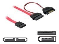 Delock SATA Slimline ALL-in-One cable - SATA-kabel - Serial ATA 150 - Slimline SATA (hunn) til SATA, SATA-strøm - 50 cm