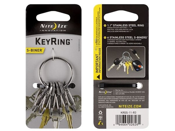 Nite Ize KeyRing, Nøkkelkarabin, Rustfritt stål, Rustfritt stål, 22 g