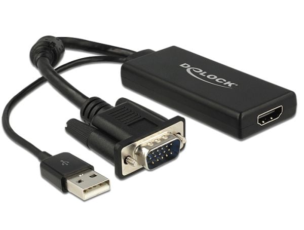 Delock - Videokonverterare - VGA - HDMI - svart - detaljhandel