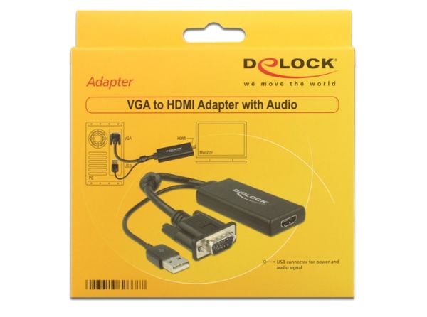 Delock - Videokonverterare - VGA - HDMI - svart - detaljhandel