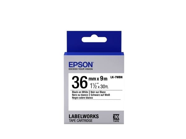 Epson LabelWorks LK-7WBN - Svart på hvitt - Rull (3,6 cm x 9 m) 1 kassett(er) merketape - for LabelWorks LW-1000P, LW-900P, LW-Z5000BE, LW-Z5010BE,...