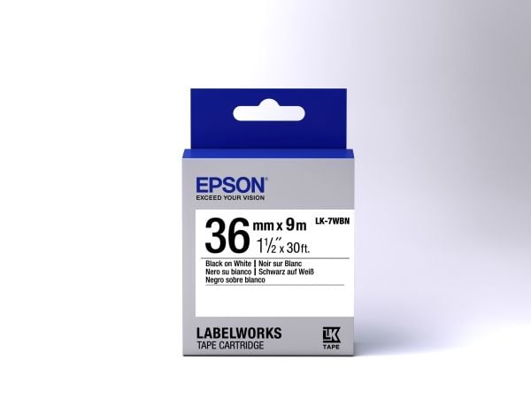 Epson LabelWorks LK-7WBN - Svart på hvitt - Rull (3,6 cm x 9 m) 1 kassett(er) merketape - for LabelWorks LW-1000P, LW-900P, LW-Z5000BE, LW-Z5010BE,...