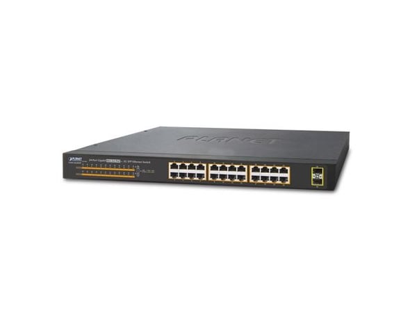 PLANET GSW-2620HP - Switch - 24 x 10/100/1000 (PoE+) + 2 x Gigabit SFP - stasjonær, rackmonterbar - PoE+ (220 W)