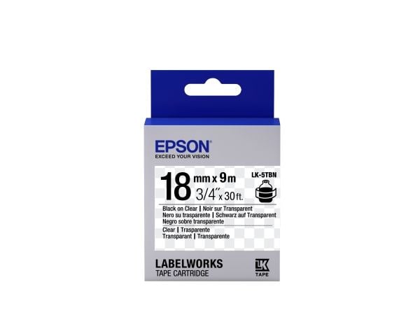 Epson LabelWorks LK-5TBN - Svart på blank - Rull (1,8 cm x 9 m) 1 kassett(er) merketape - for LabelWorks LW-1000, 400, 600, 700, 900, K400, Z5000, ...