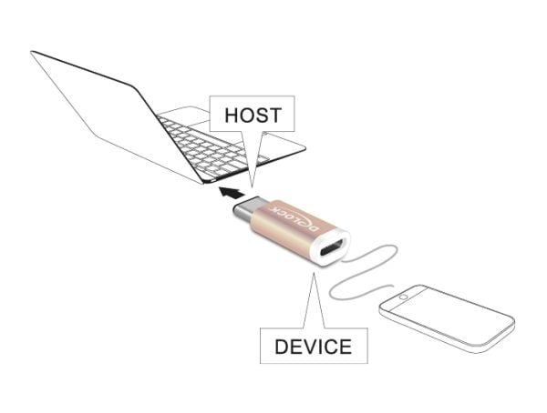 Delock - USB-adapter - USB-C (hann) til Micro-USB type B (hunn) - USB 3.1 - kobberaktig