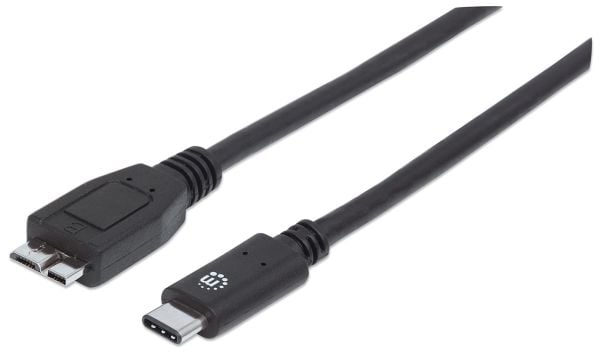 Manhattan 353397, 1 m, USB C, Micro-USB B, USB 3.2 Gen 2 (3.1 Gen 2), 10 Gbit/s, Sort