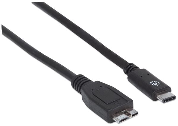 Manhattan 353397, 1 m, USB C, Micro-USB B, USB 3.2 Gen 2 (3.1 Gen 2), 10 Gbit/s, Sort
