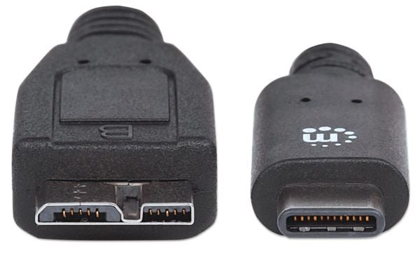 Manhattan 353397, 1 m, USB C, Micro-USB B, USB 3.2 Gen 2 (3.1 Gen 2), 10 Gbit/s, Sort