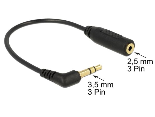 DeLOCK 0.17m 2.5mm/3.5mm, 3.5mm, Uros, 2.5mm, Naaras, 0,17 m, Musta
