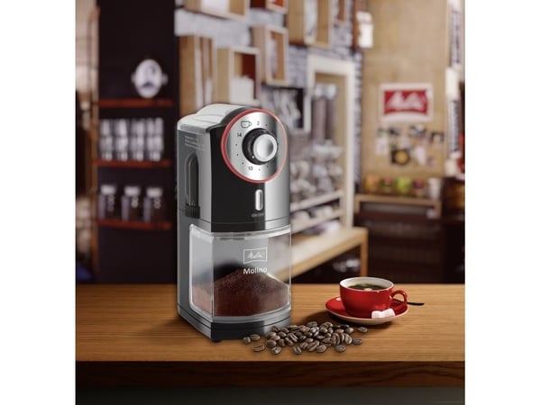 Melitta Molino, 200 g, Musta, Punainen, Ruostumaton teräs, 14 kpl, 100 W, 1,61 kg, 162 mm