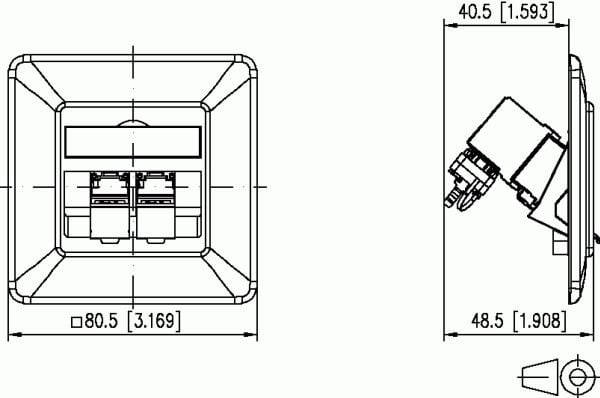 BTR Outlets Flush with 270 ° Modules - Uttag för nedsänkt montering - CAT 6a - RJ-45 X 2
