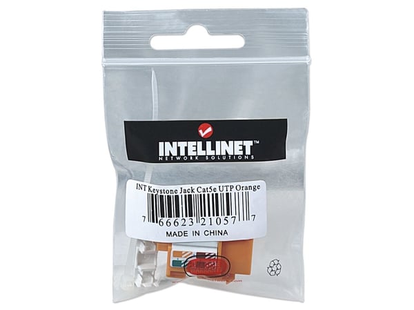 Intellinet 210577, Tasainen, Oranssi, RJ-45, Naaras, 22/26, Cat5e