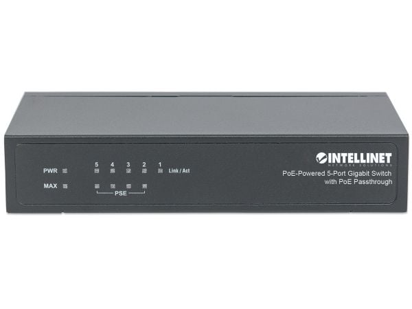 Intellinet PoE-Powered 5x Gigabit, Gigabit Ethernet (10/100/1000), Strøm over Ethernet (PoE)