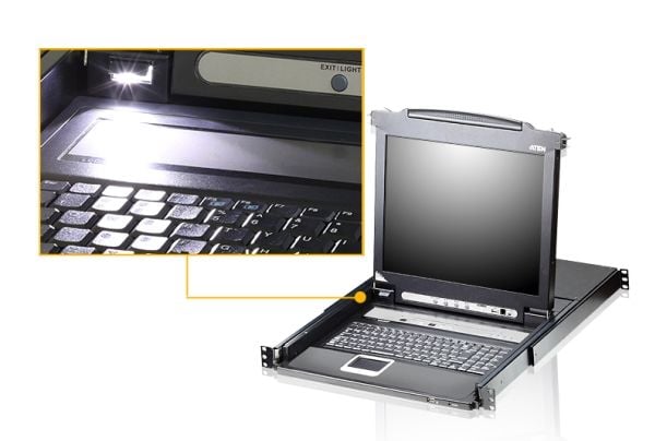 ATEN CL5708M, 1920 x 1200 pikseliä, WUXGA, Telineasennus, 1U, Musta