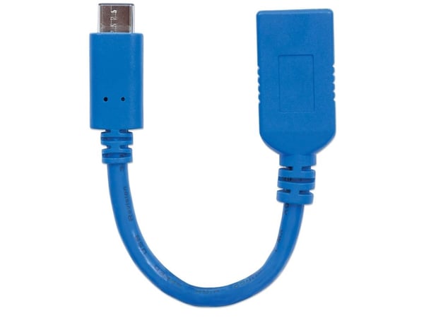 Manhattan 353540, 0,15 m, USB C, USB A, USB 3.2 Gen 1 (3.1 Gen 1), Hankjønn/hunkjønn, Blå