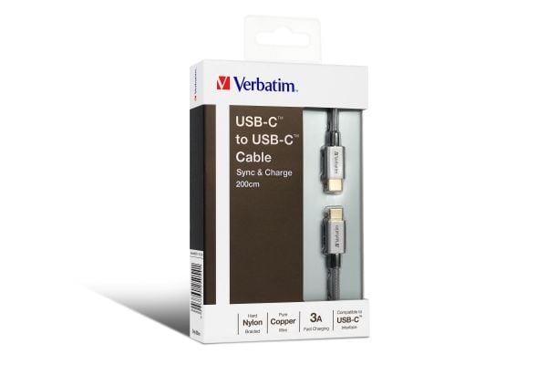 Kabel USB Verbatim USB-C - USB-C 2 m Szary (65054)