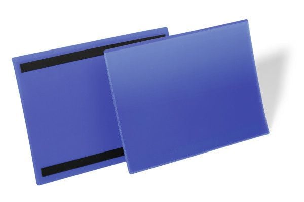 Hyldeforkant lagerlomme med magnet A4 tværformat blå - (50 stk.)
