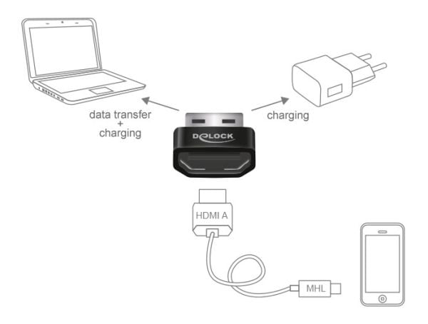 Delock - Video adapter - USB hann til HDMI hunn - svart