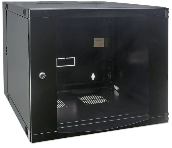 Intellinet 713788, Veggmonterbar hylle, 12U, Nøkkellås, 20,5 kg, Sort