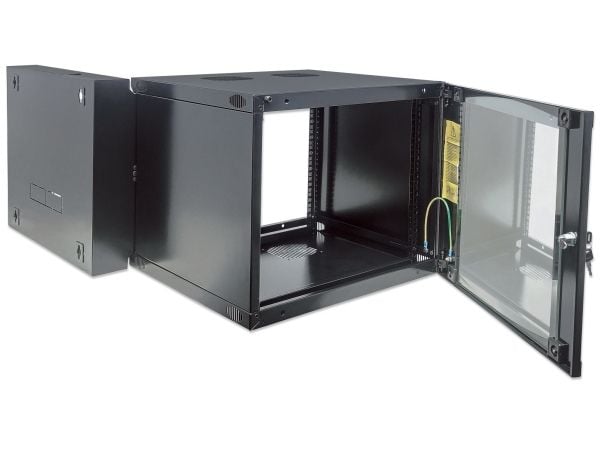 Intellinet 713788, Veggmonterbar hylle, 12U, Nøkkellås, 20,5 kg, Sort