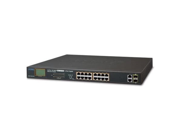 PLANET FGSW-1822VHP - Switch - ikke-styrt - 16 x 10/100 (PoE+) + 2 x kombo-Gigabit SFP - stasjonær - PoE+ (300 W)