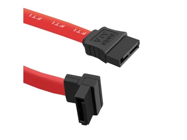 Qoltec - SATA-kabel - SATA till SATA - 50 cm - platt, högervinklad kontakt - röd