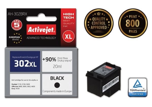 Activejet AH-302BRX, Høyt (XL) utbytte, Pigmentbasert blekk, 20 ml, 900 sider, 1 stykker, Enkeltpakke