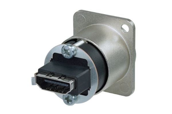 Neutrik NAHDMI-W-B, HDMI 1.4, Musta, Messinki, Kromi, Polybutyleenitereftalaatti (PBT), Sinkittyä terästä, IP65, UL 94 V-0, 31 mm