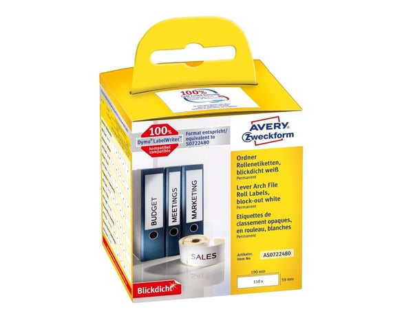 Avery Zweckform - Papir - permanet adhesiv - hvit - 59 x 190 mm 110 etikett(er) (1 rull(er) x 110) rektangulære hevarmsbueetiketter