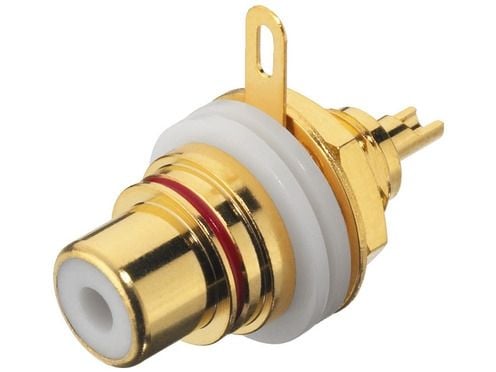 Monacor T-710GI, RCA jack, Sort, Gull, Rød, Metall, Gull