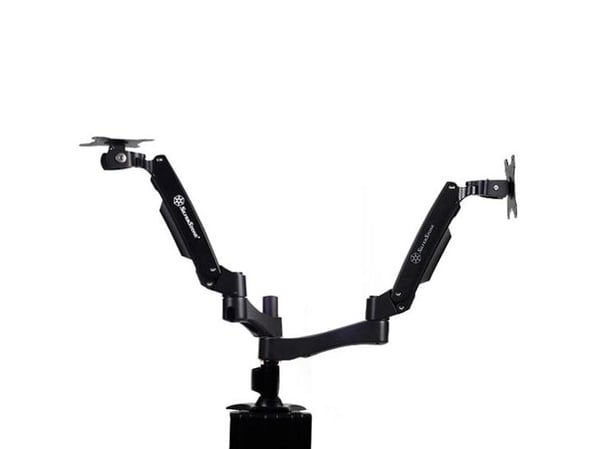 SilverStone ARM Two ARM22BC - Monteringssats (bordsfäste, dubbel vridbar arm, 2 gränssnittsplattor) - för 2 LCD-bildskärmar - plast, stål, aluminiu...