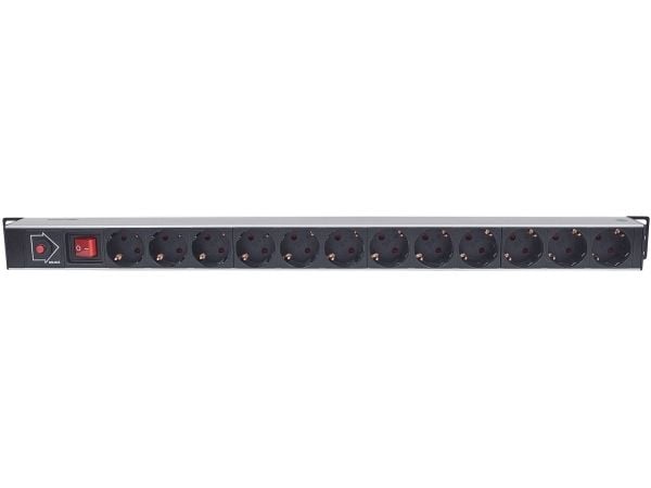 Intellinet 714044, 1U, Vaaka, Alumiini, Musta, 12 AC-pistorasia(a), Tyyppi F