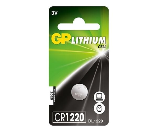 GP Batteries Lithium Cell CR1220, Engangsbatteri, CR1220, Lithium, 3 V, 1 stykker, Rustfritt stål