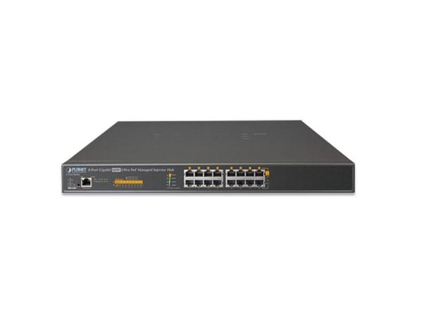 PLANET UPOE-800G - Strøminjektor (kan monteres i rack) - AC 100/240 V - 400 watt - Ethernet 10/100/1000 - utgangskontakter: 8 - 1U - 19"
