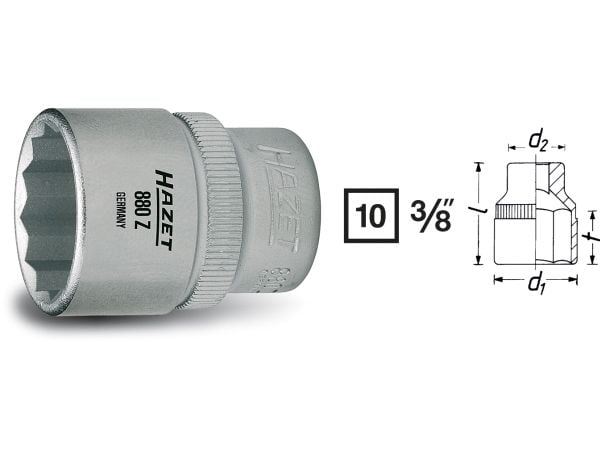 HAZET 880Z-12, 1 styck, 76,2 / 8 mm (3 / 8"), Kromvanadinstål, 27 mm, 28 g