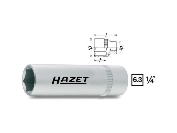 HAZET 850LG-6, 1 kpl, 25,4 / 4 mm (1 / 4"), Kromivanadiini-teräs, 50 mm, 18 g