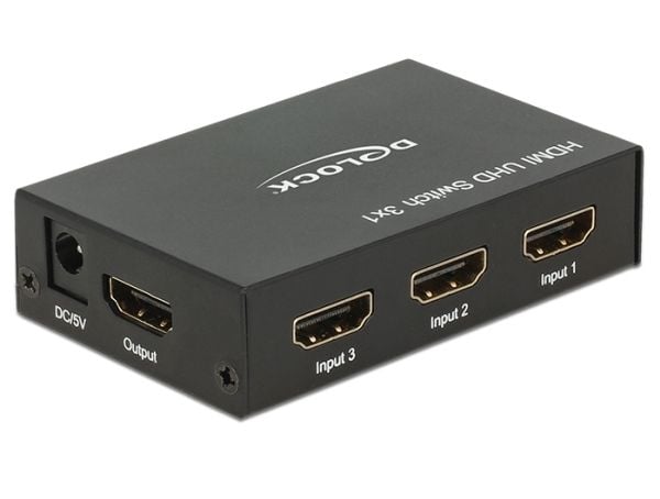 DeLOCK 18683, HDMI, Metalli, Musta, 18 Gbit/s, 600 MHz, 3840 x 2160 pikseliä