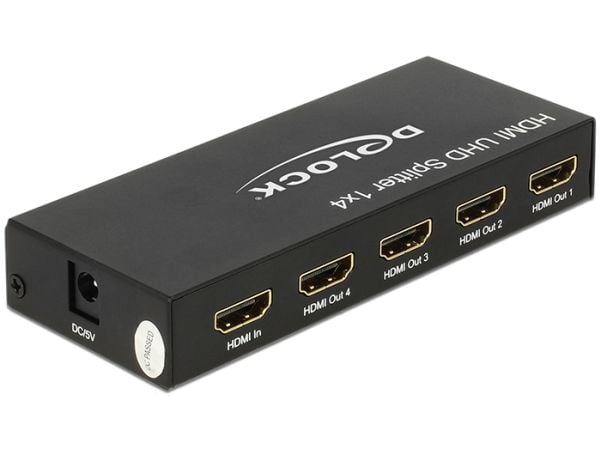 Delock HDMI UHD Splitter 1 x HDMI in > 4 x HDMI out 4K - Video/lyd-splitter - 4 x HDMI - stasjonær