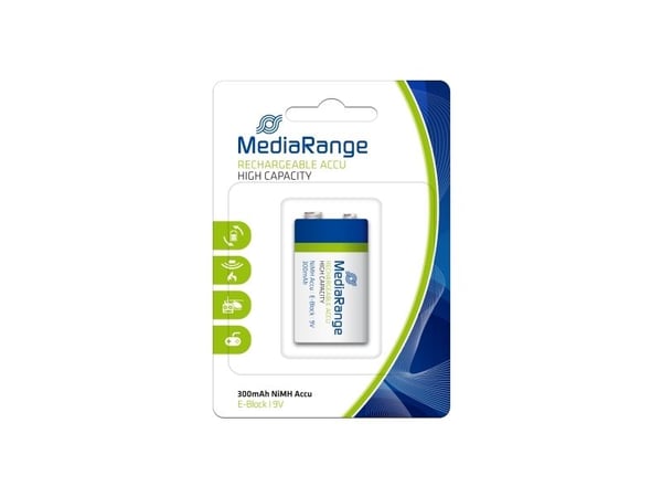 MediaRange MRBAT124 - Batteri 6HR61 - NiMH - (ladbare) - 300 mAh