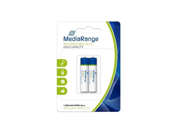 MediaRange MRBAT122 - Batteri 2 x AAA - NiMH - (ladbare) - 1000 mAh