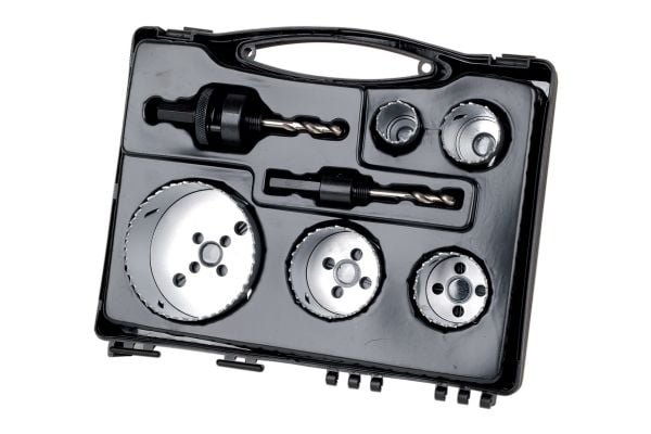 wolfcraft GmbH 5422000, Sett, Drill, Gipsplate, Ikke-jernholdig metall, Plast, Kryssfiner, Tre, Bimetall, Sekskanttange, 4 cm