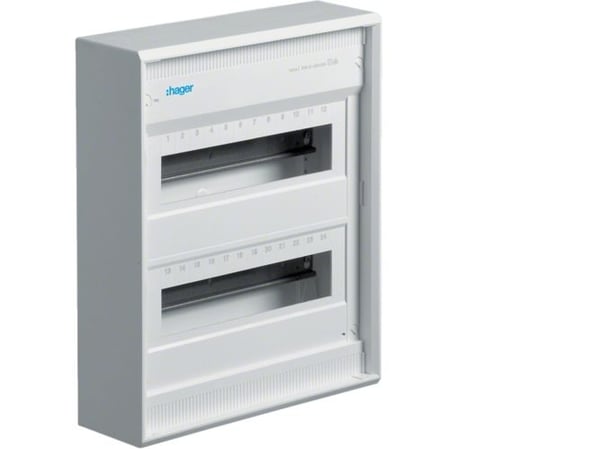 1 kpl - Hager Pieni jakokeskus, pinta-asennettava Volta IP30,2x12PLE,DIN4387 VA24CN / 248635