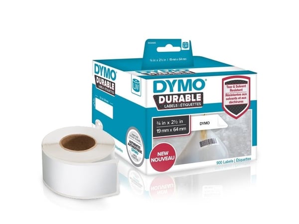 DYMO LabelWriter DURABLE - Hvit - 64 x 19 mm 900 etikett(er) (1 rull(er) x 900) strekkodeetiketter - for DYMO LabelWriter 310, 315, 320, 330, 400, ...